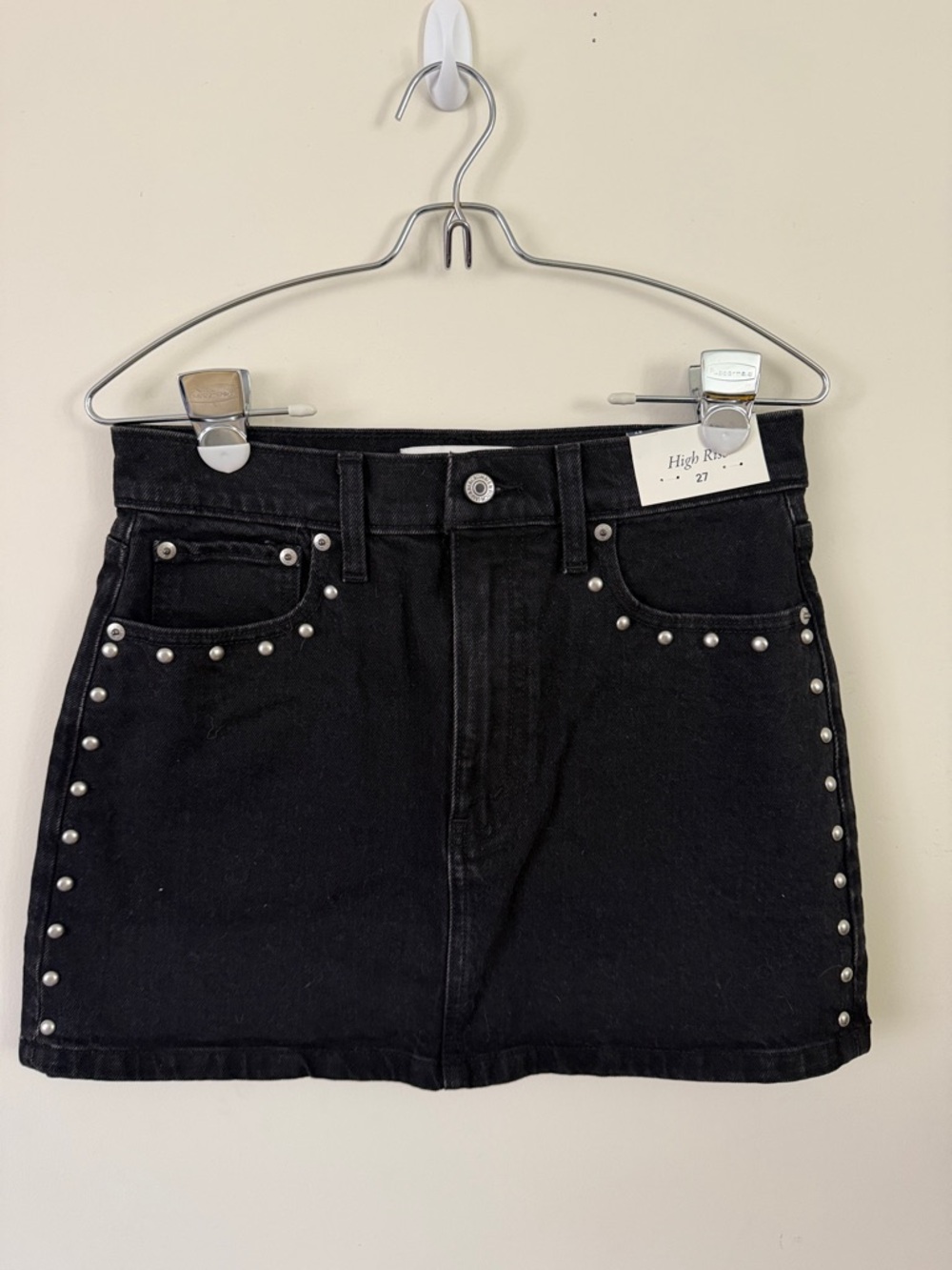 Abercrombie & Fitch Black Studded High-Rise Mini Skirt